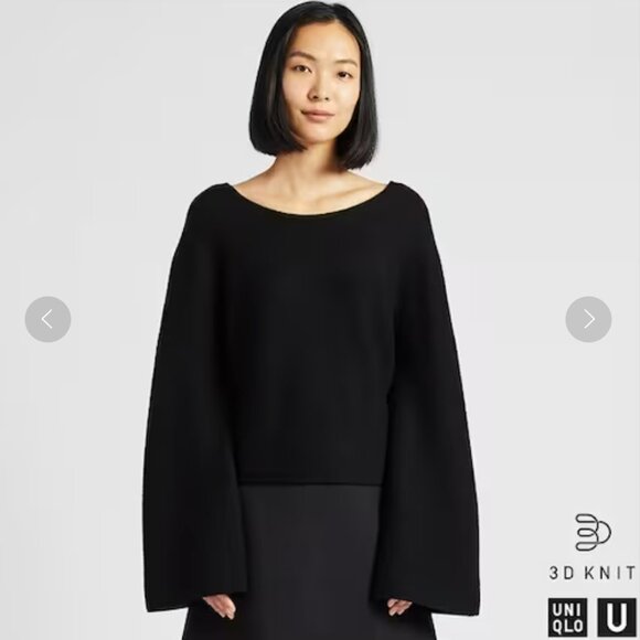 Uniqlo U | 3D Extra Fine Merino Wide Sleeve Sweater Blue XS - Picture 2 of 9